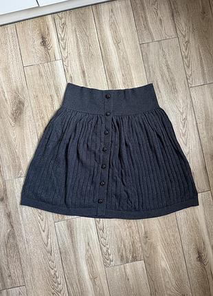 Юбка спідниця трикотажна в складки пліссе в рубчик міні кльош вязана