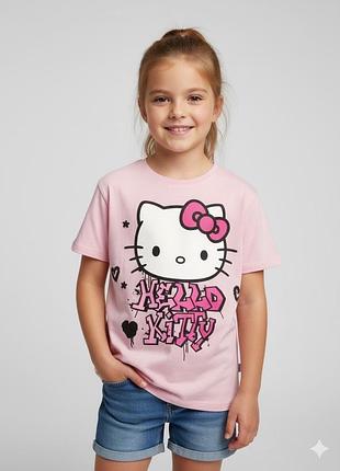 🎀 футболка "hello kitty" в стиле гранж/стрит-арт — must-have для модницы 7-8 лет! 💖