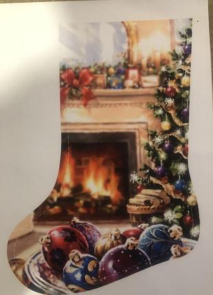 Новорічний чобіток вишитий чеським бісером