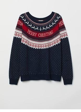 H&amp;m оригинал зимний свитер merry christmas с оленями