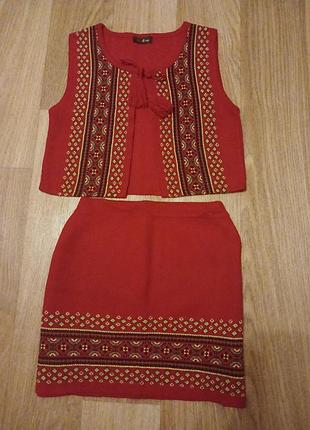 Костюм вышиванка на девочку размер 134-140 см, размер 9-10 лет.