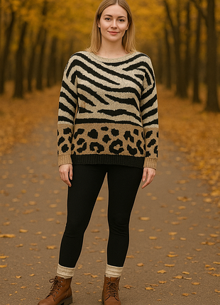 Женский свитер животный принт