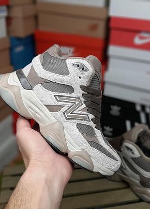 ❄️ жіночі кросівки new balance 9060 mid fur високі бежеві з кавою ❄️