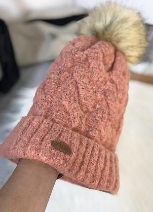 Тепла зимова шапка fila з балабоном оригінал