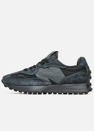 Кроссовки женские / мужские черные серые графитовые замшевые весенние