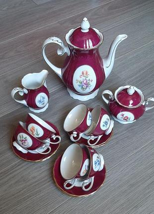 Кофейный сервиз reichenbach райхенбах гдр, коллекционная серия фарфор