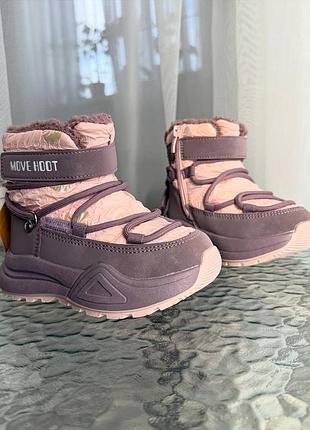 Дутики сапожки водостійкі на овчині дівчинці стильні теплі