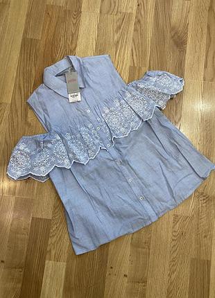 Блуза сорочка із прошви з відкритими поечима dorothy perkins