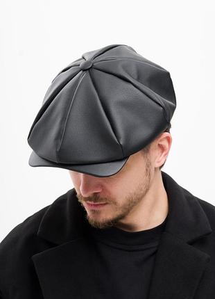 Шкіряна кепка хуліганка without shelby black