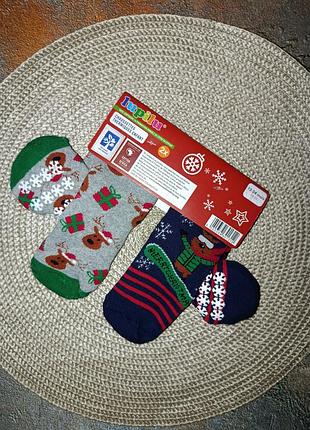 Носки махровые со стоперами, носки теплые новогодние на малышей 12-24 месяцев ( размер 19-22).
