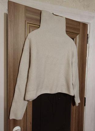 Cвитер теплящий h&amp;m бленд кашемира и шерсти молочный в рубчик