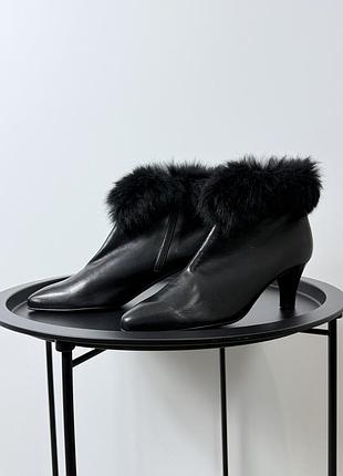 Vintage bally leather fur heels винтаж женские редкие кожаные туфли ботиночки с мехом