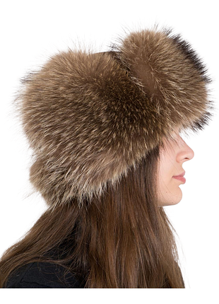💎 эксклюзивная женская шапка-ушанка из меха енота