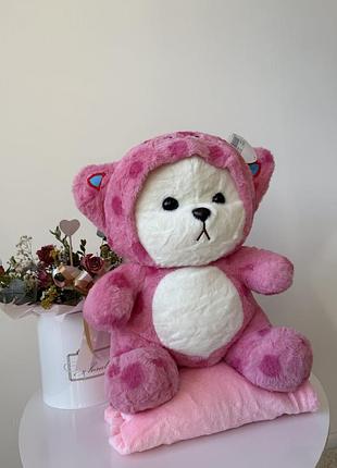 Іграшка подушка ведмедик з рожевим