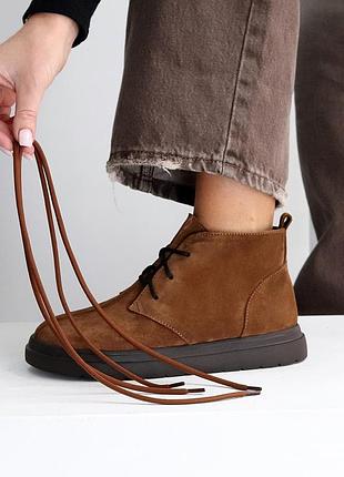 Черевики "stela" жіночі замша фліс рудий 25593