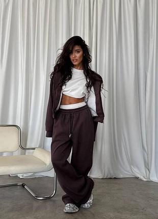 Женский костюм на флисе соп худи джоггеры