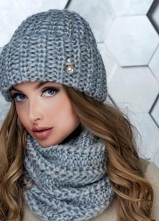 Затишний комплект . снуд і шапка підкладка фліс .