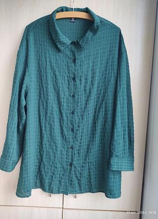 Рубашка красивого зелёного цвета большой размер батал.