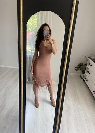 В'язана пляжна сукня/сарафан  кольору мокка