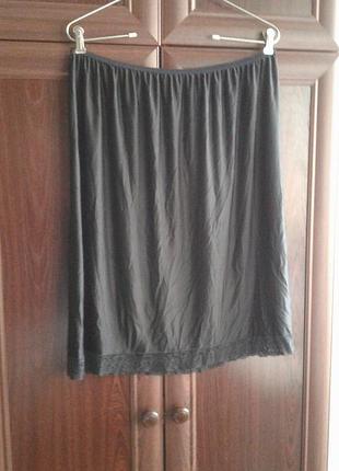 Чорна спідня спідниця, підспідничник із мереживом berkertex батал