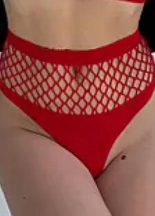 Високі трусики стрінги з елементами сіточки