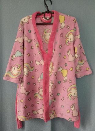 Халат плюшевый в единороге 3-4/98-104