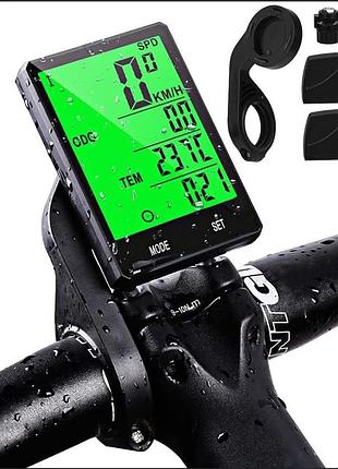 Беспроводной велосипедный компьютер 2.8" с зеленой подсветкой | сенсорное управление, черный цвет