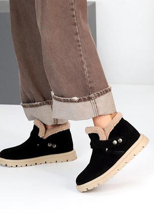 Ботинки "romena" женские замша экомех черный 25621