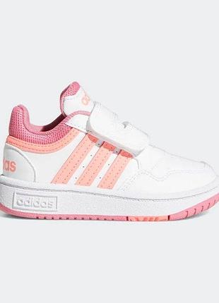 Adidas детские кроссовки hoops cloud white acid red rose
