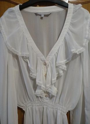 Нежная атмосферно-прозрачная блуза/рубашка redherring (romania)с кружевом8 фото