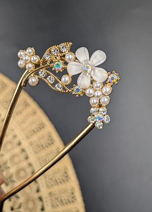 Японская шпилька  канзаши. заколка для волос