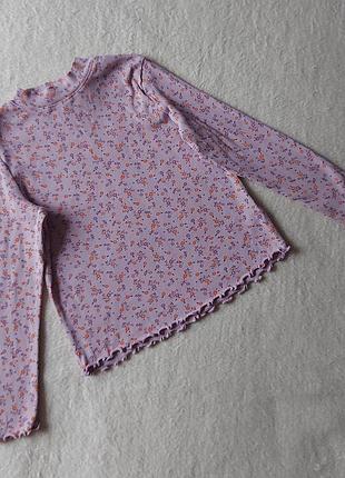 Цветочная хлопковая кофта, гольф в рубчик на 6-7 лет