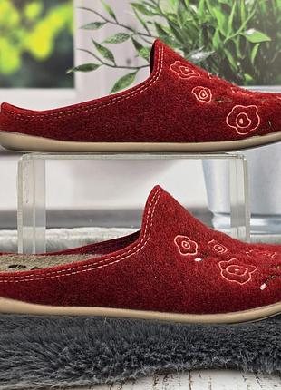 Тапочки домашние женские фетровые inblu красные на полиуретановой подошве 8146