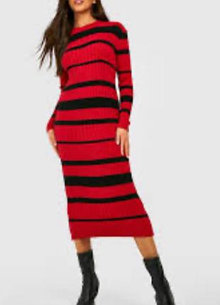 Новое трикотажное платье в рубчик