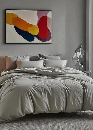 Постельный комплект фланель однотон супер люкс серый