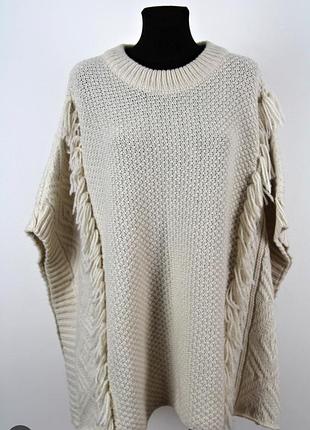 Пончо этно цвета слоновая кость