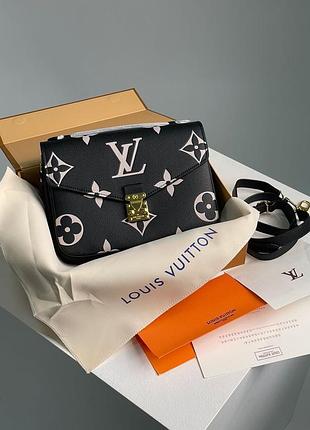 Сумка pochette métis louis black & beige monogram vuitton empreinte giant