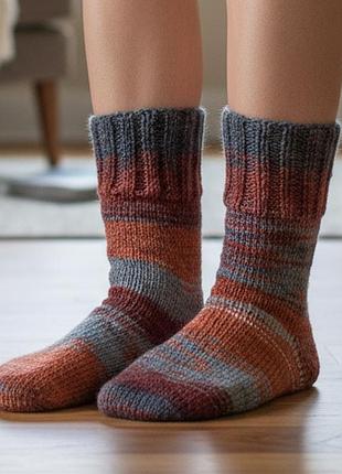 Женские вязаные носки от prigriz с шерстью, ручная работа, теплый меланж, размер 36-39