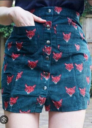 Вельветовая юбка в лисичках