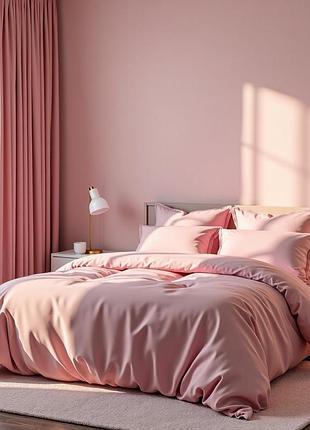 Постельный комплект фланель однотон супер люкс нежно - розовый