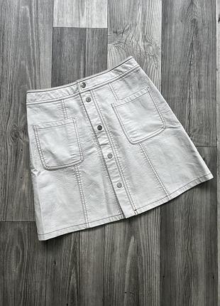 Міні спідниця на кнопках з кишенями еко-шкіра