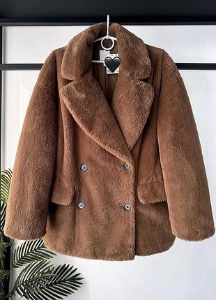 Прямий жакет із м’якого штучного хутра 🧡