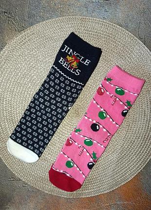 Носки хлопковые новогодние на девочку 8-10 лет (размер 35-38).