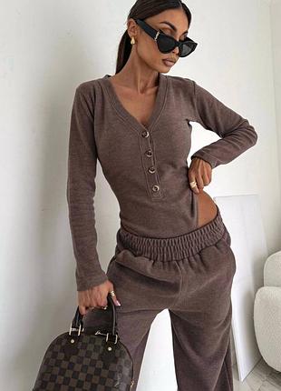 Костюм ангоровий боді штани кольори: мокко, чорний, графіт