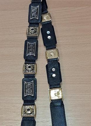 Ремінь шкіряний з металом пояс