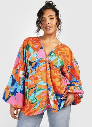 Блуза с принтом boohoo большого размера