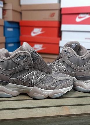 Кроссовки женские зимние new balance 9060 mid winter fur brown мех