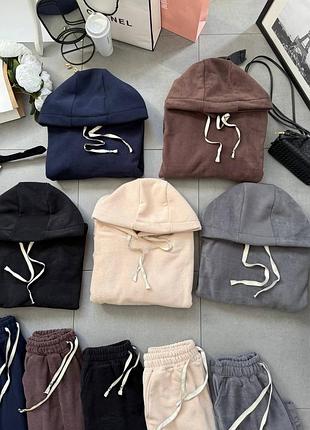 Женский костюм спортивный теплый флисовый флис цвет: синий, черный, шоколад, серый, беж