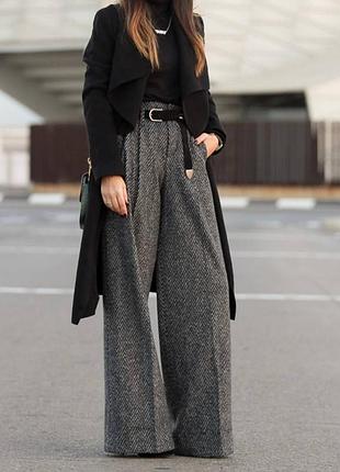 Шикарні теплі штани брюки палаццо вовна ялинка