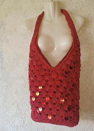 Сумка торба вязаная с паетками